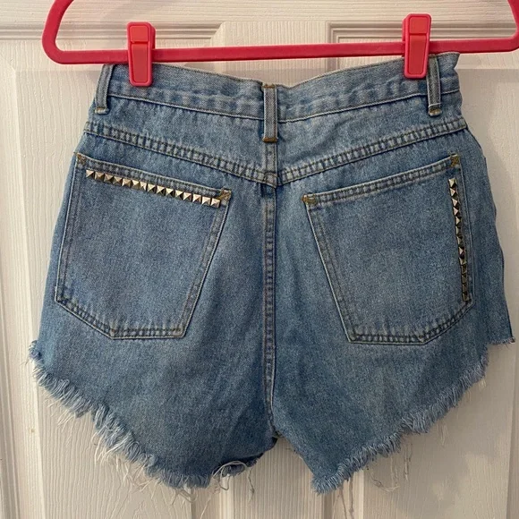 Vintage Anchor Blue Denim Jean Shorts with custom studs - Picture 5 of 9